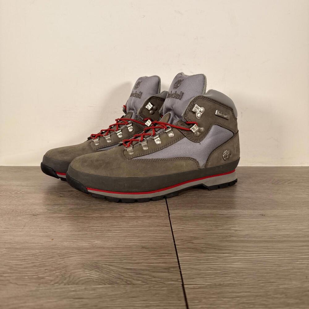 Timberland Euro Hiker L/F Mid Hiker Grey Black And Red Boots Men's Size 13M